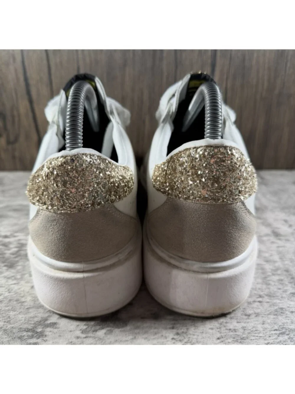 Womens Vintage Havana Sneakers White/Gold Sz 8.5 Platform Shoes - Picture 6 of 10